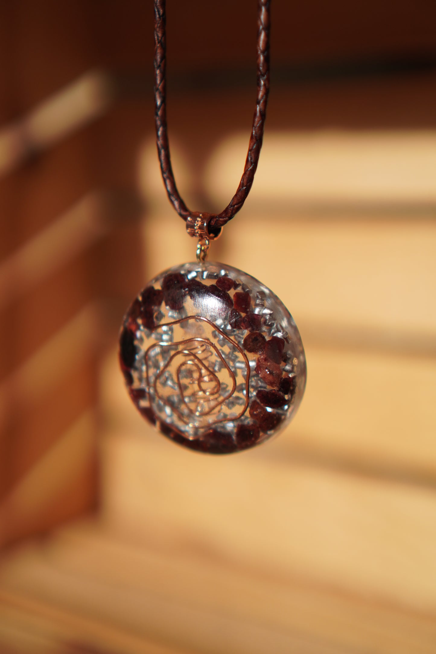 GARNET ORGONE RESIN PENDANT