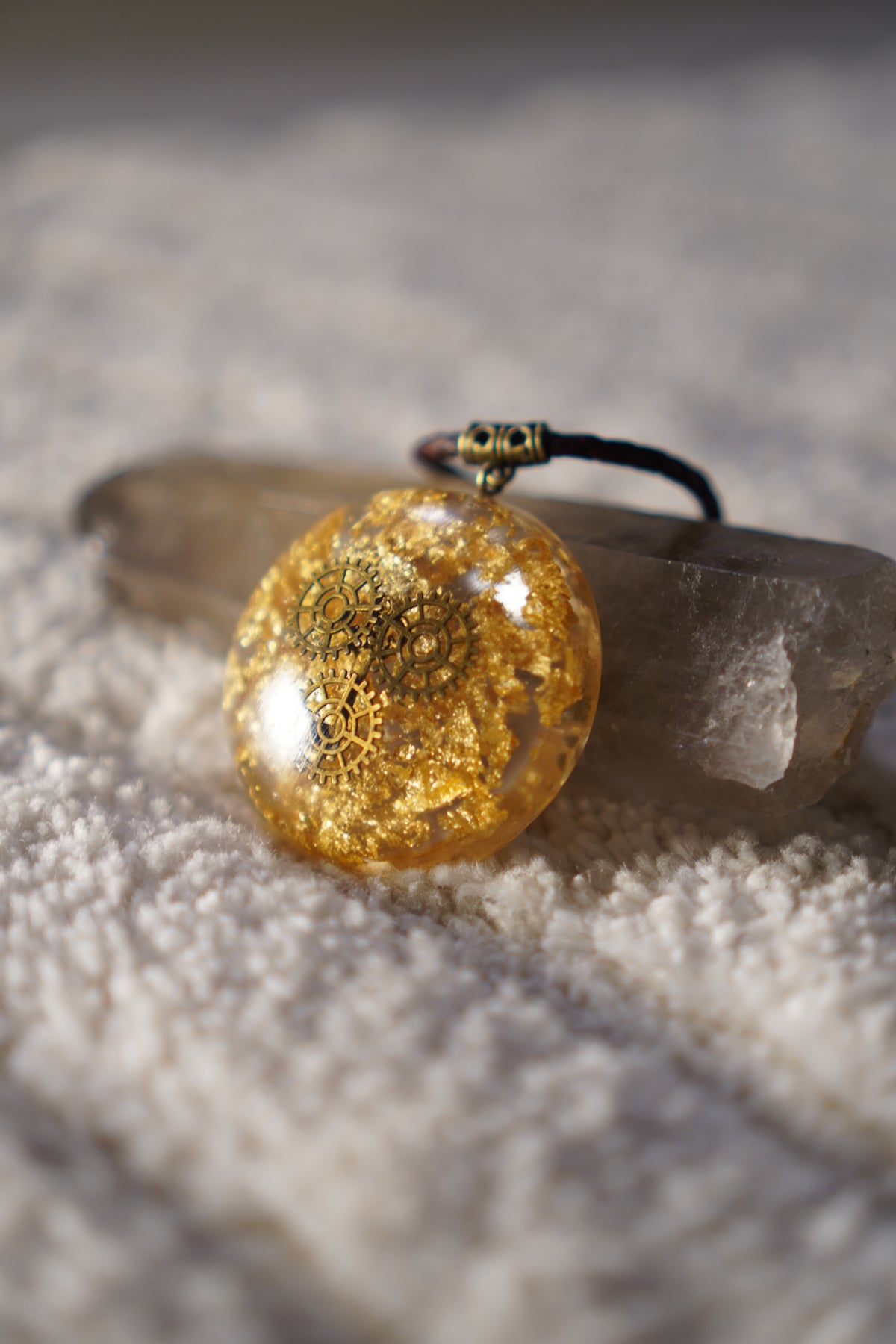 CLOCK WORK BRONZE RESIN PENDANT