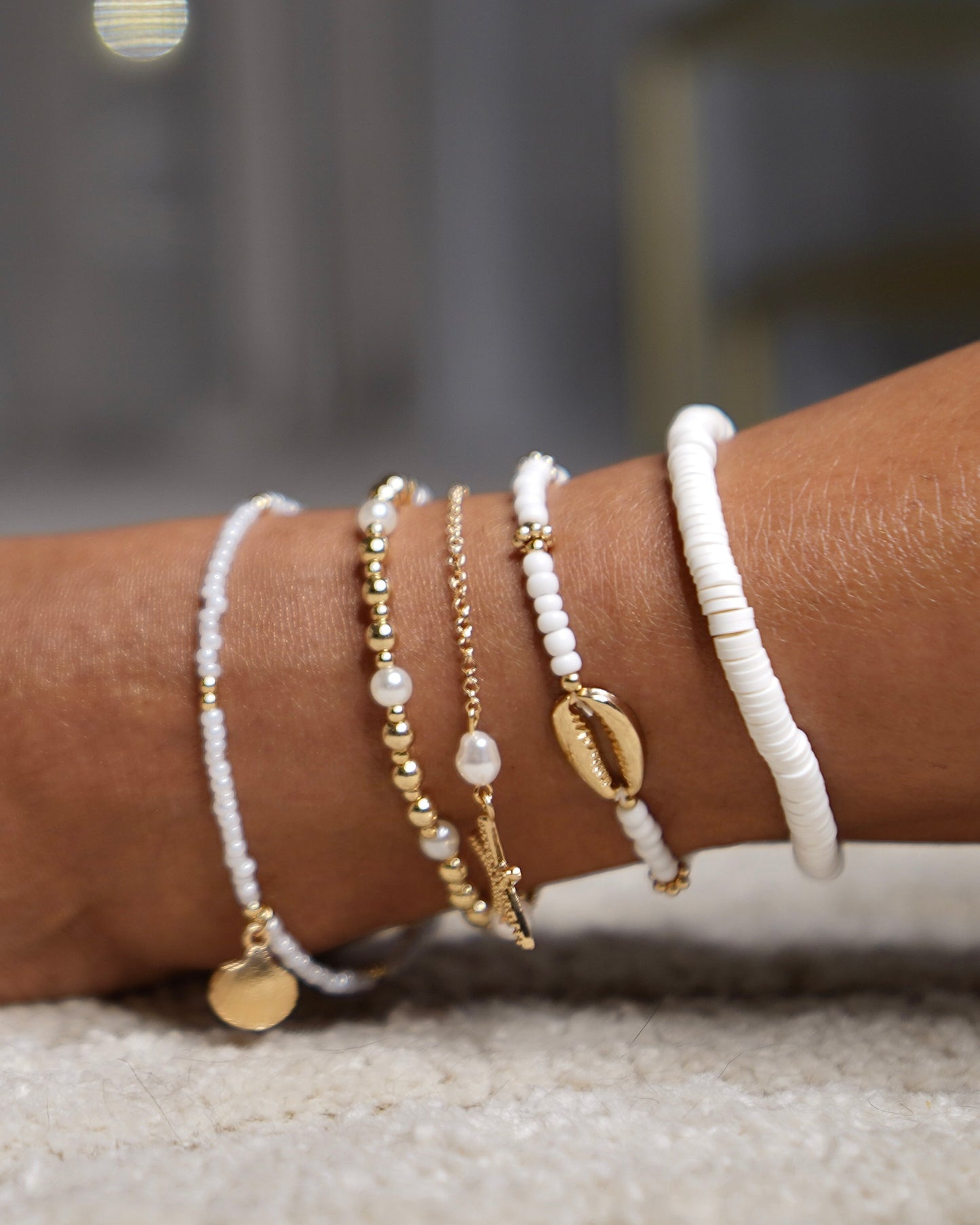 Starfish Charm Stretch Anklet | Layered Beach Set