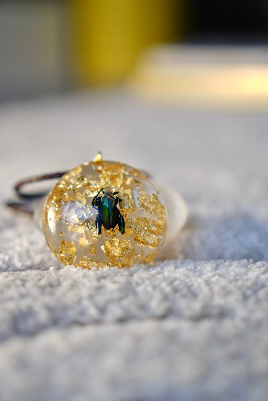 Frog Beetle Gold Leaf Resin Pendant | One of a Kind