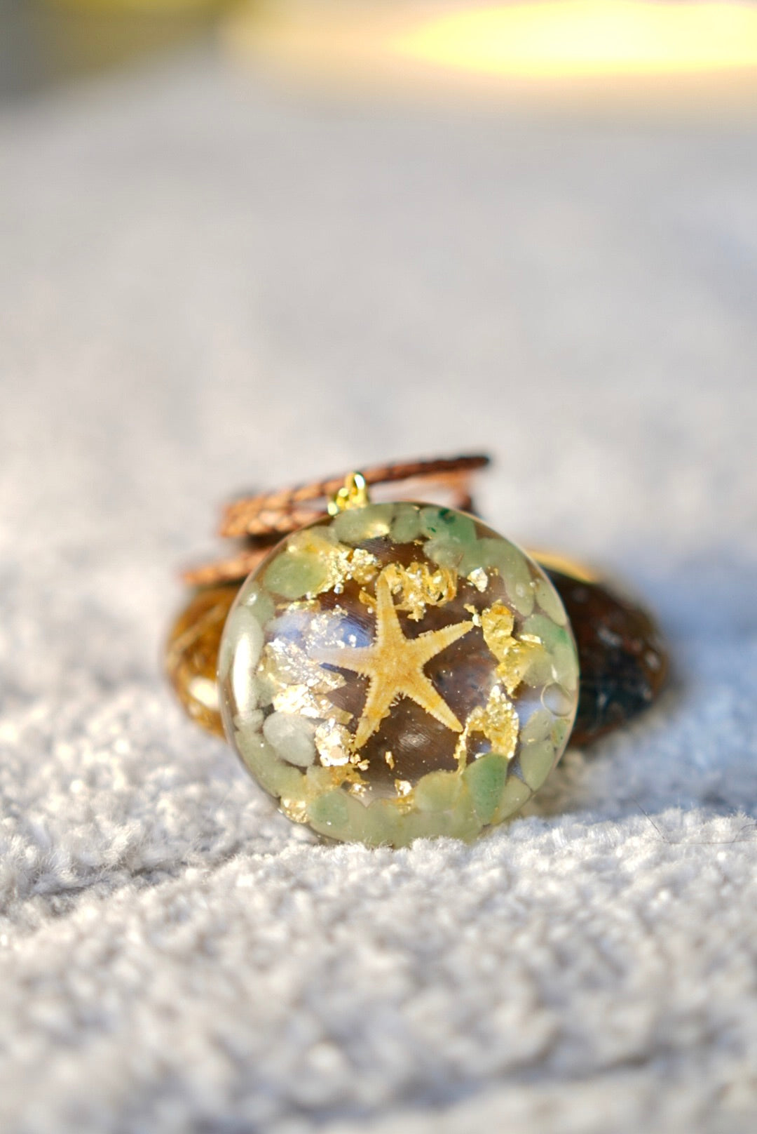 GREEN AVENTURINE STARFISH RESIN PENDANT