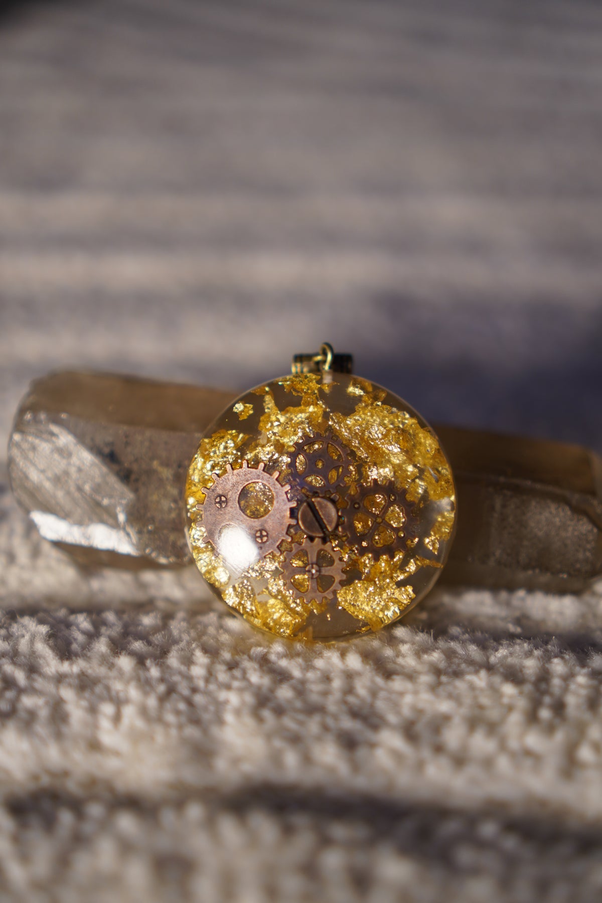 Clock Work Vintage Copper Resin Pendant, photo 2