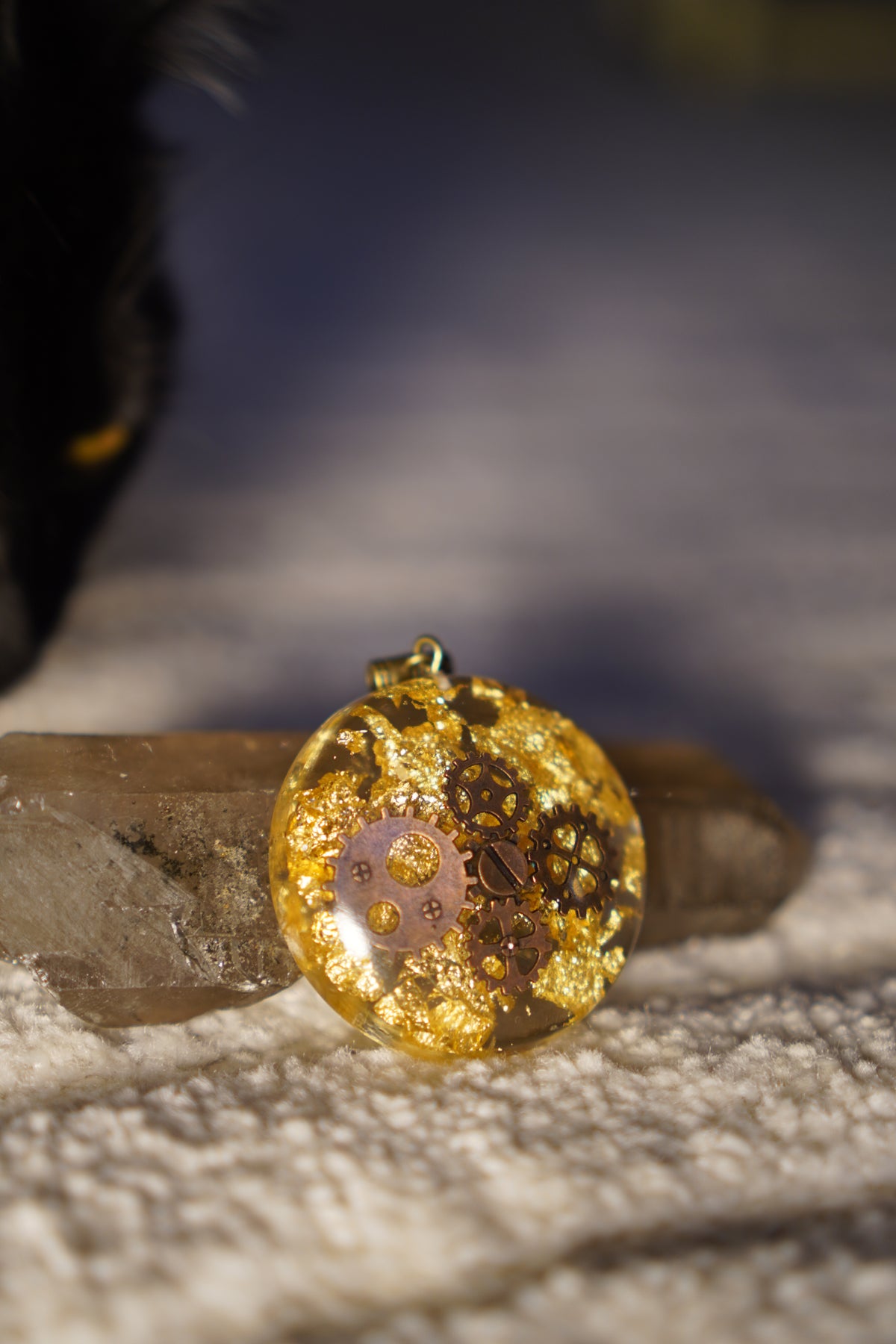 Clock Work Vintage Copper Resin Pendant, photo 3