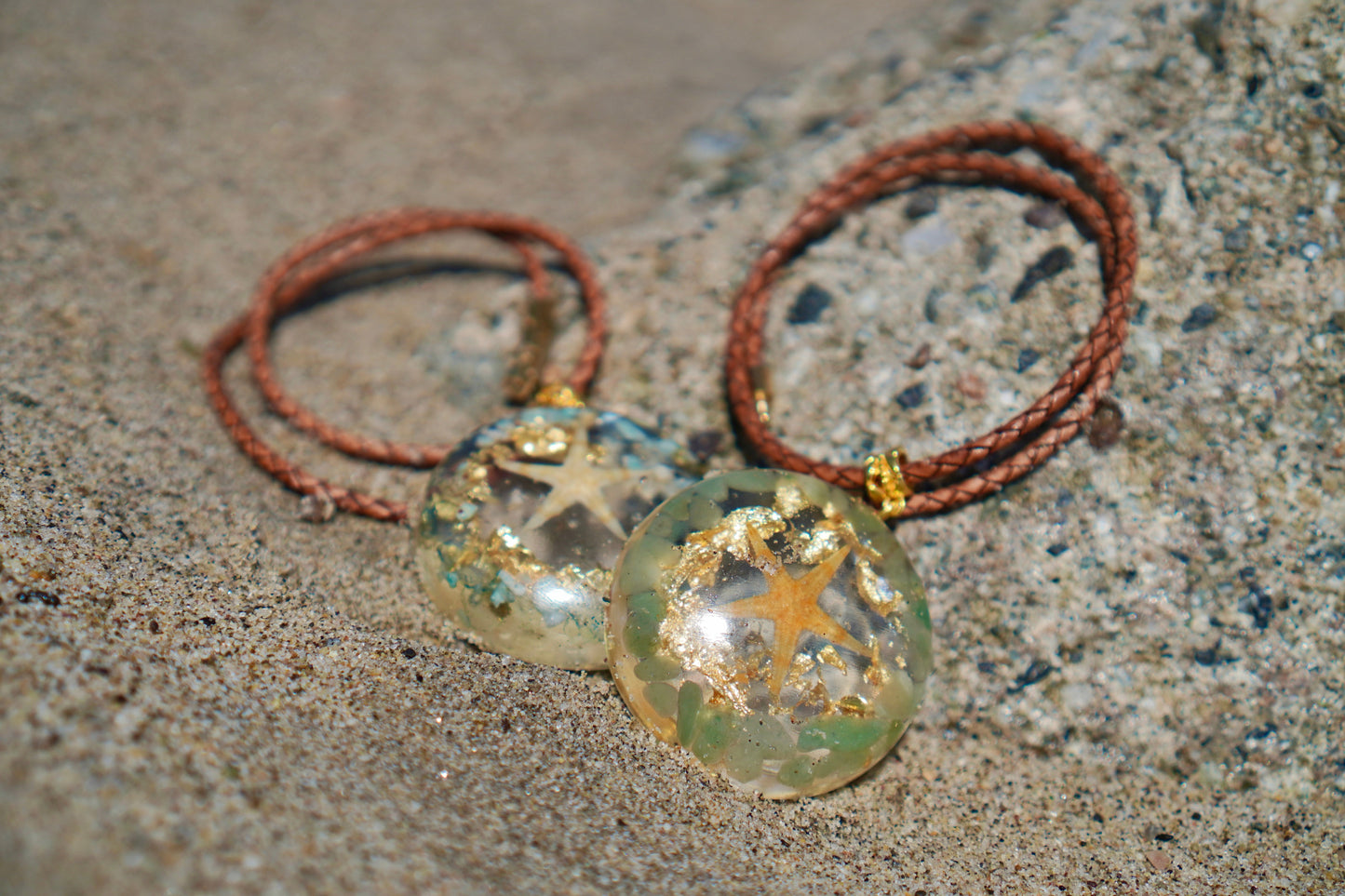 GREEN AVENTURINE STARFISH RESIN PENDANT