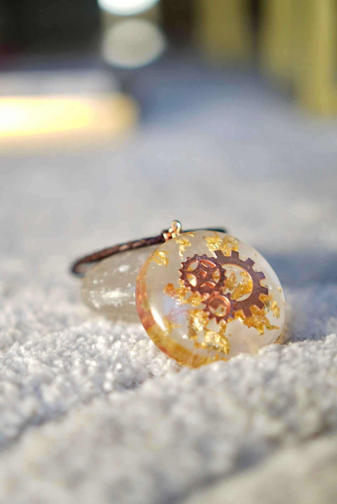 ROSE GOLD STEAMPUNK RESIN PENDANT