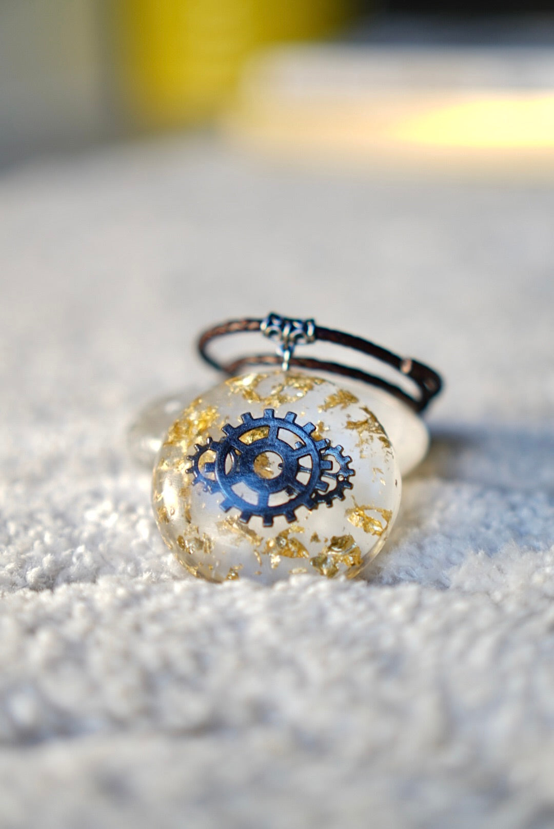 CLOCK WORK GUNMETAL RESIN PENDANT