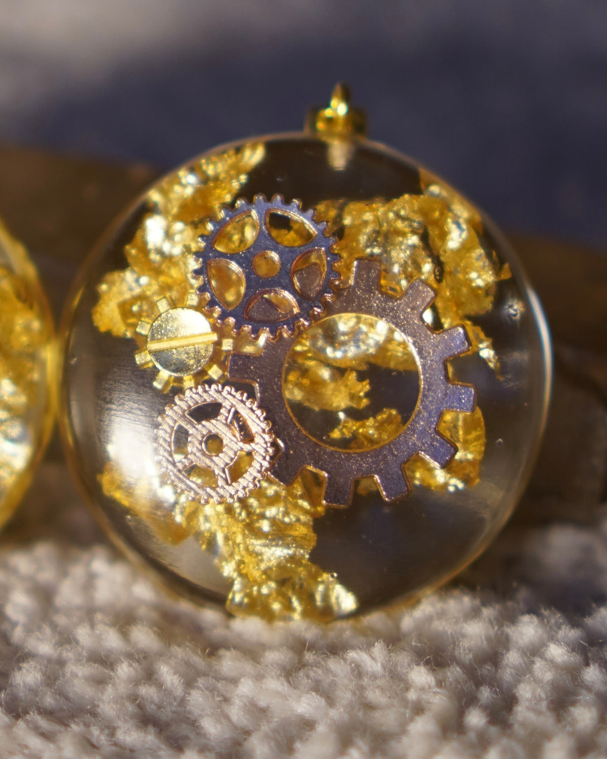 Beautifully Flawed Clock Work Gold Pendant, Mixed Metal Gears design