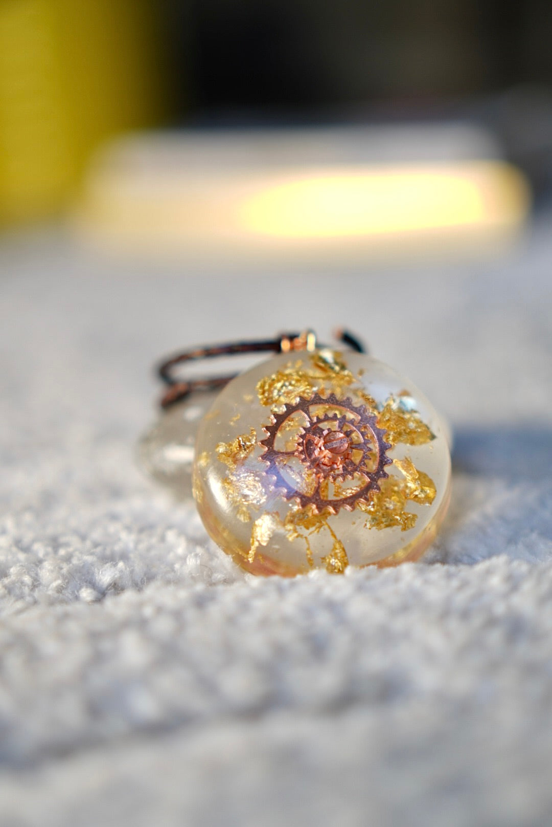 ROSE GOLD STEAMPUNK RESIN PENDANT