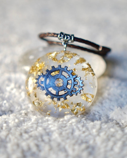 CLOCK WORK GUNMETAL RESIN PENDANT