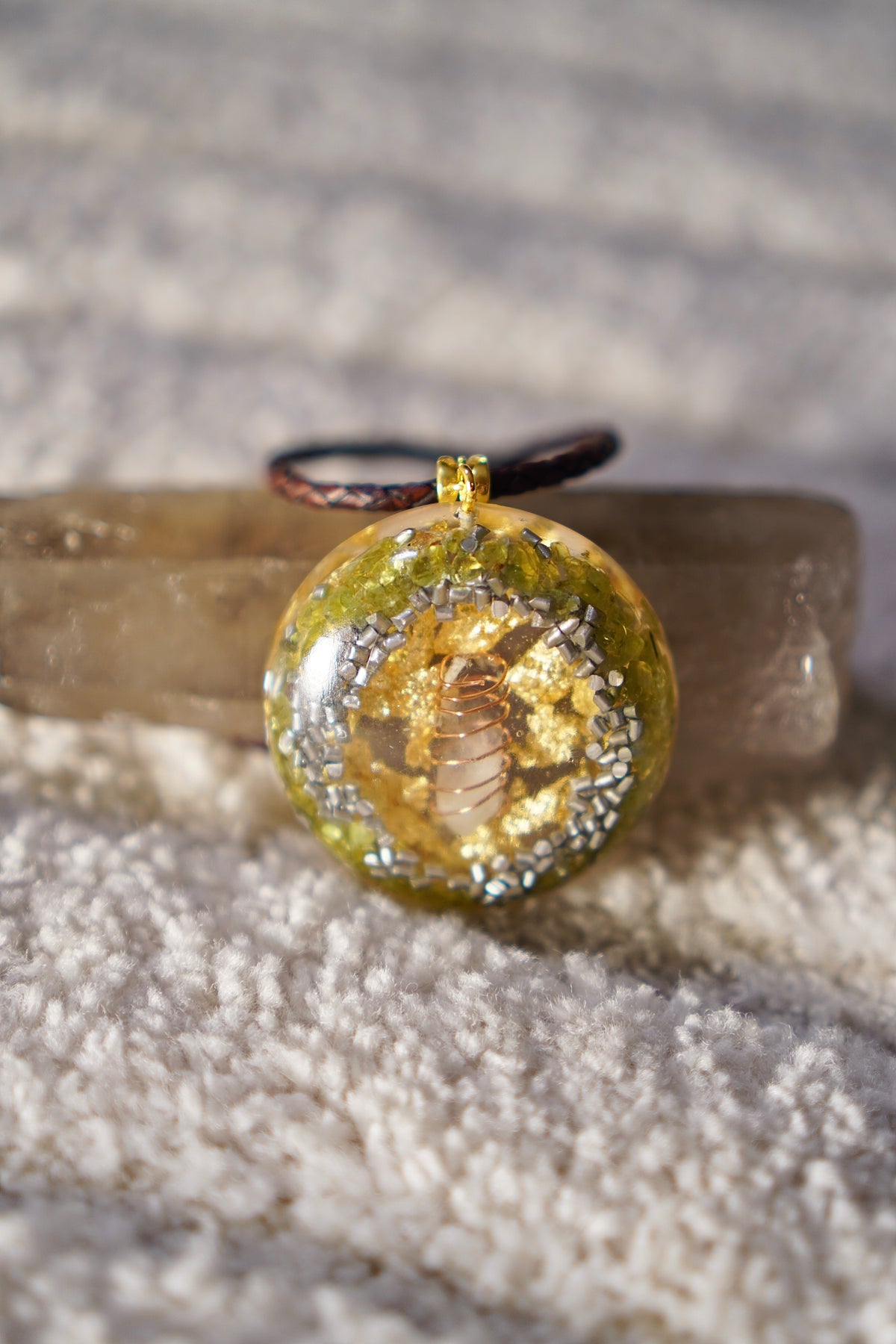 PERIDOT ORGONE RESIN PENDANT