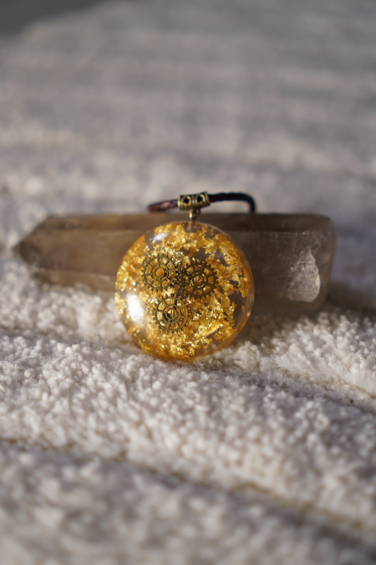 CLOCK WORK BRONZE RESIN PENDANT