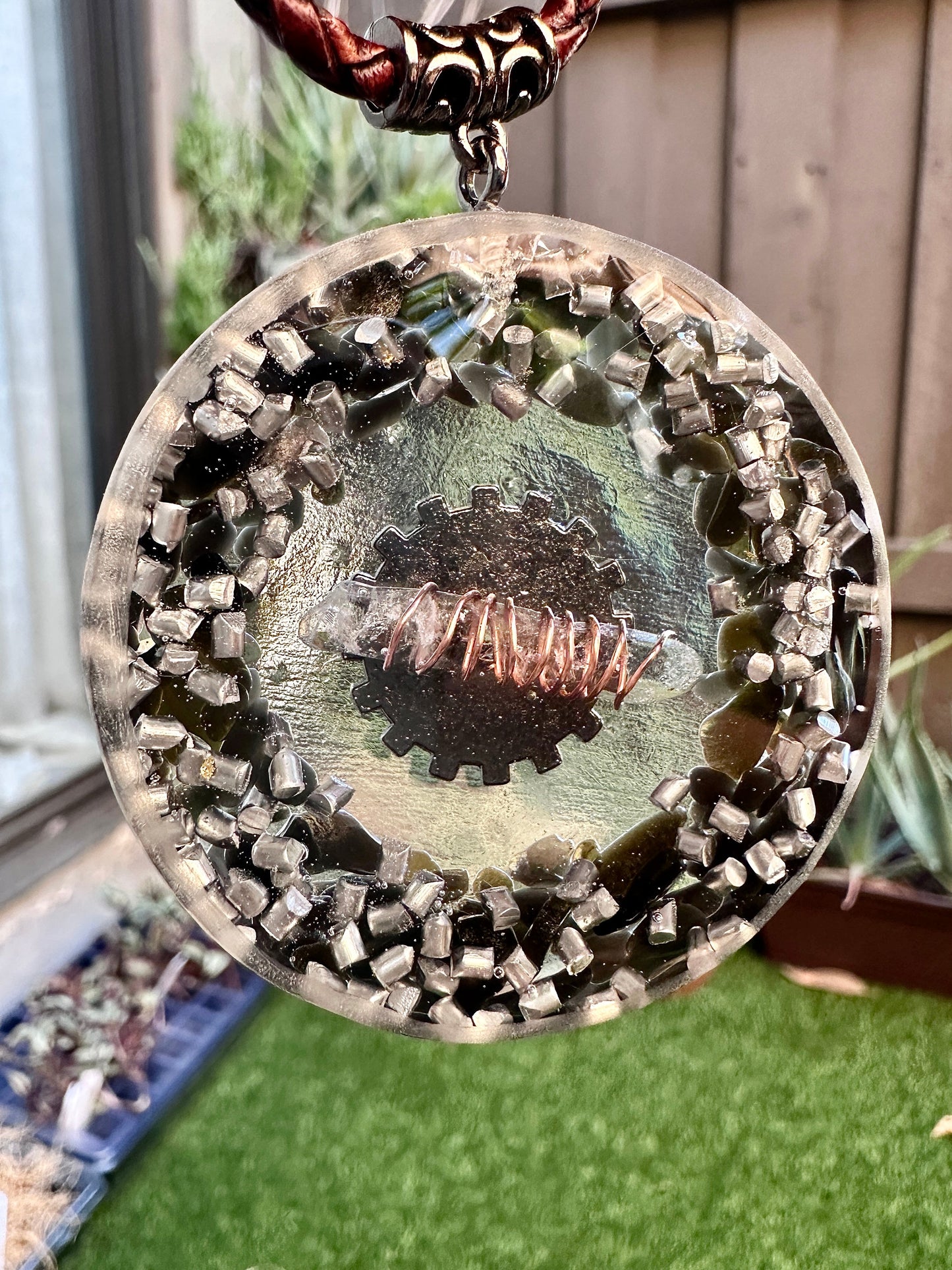 ORGONE OBSIDIAN GUNMETAL PENDANT