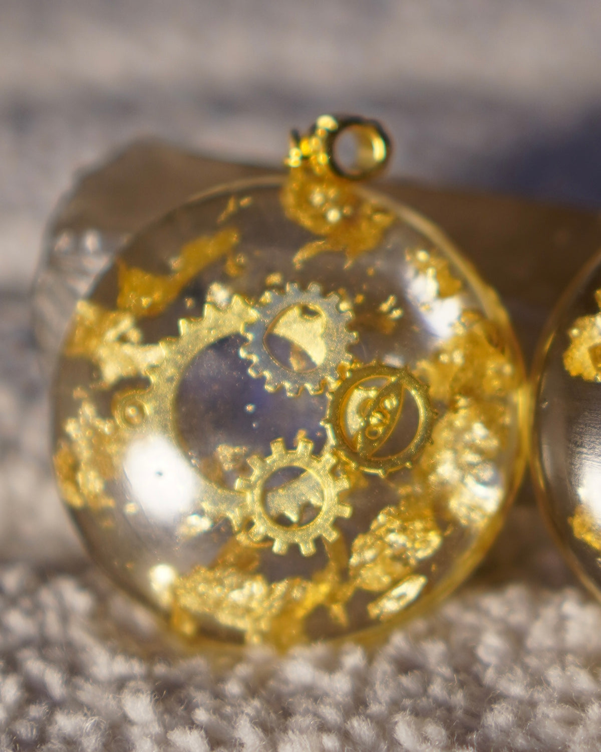Beautifully Flawed Clock Work Gold Pendant, Gold Gears design