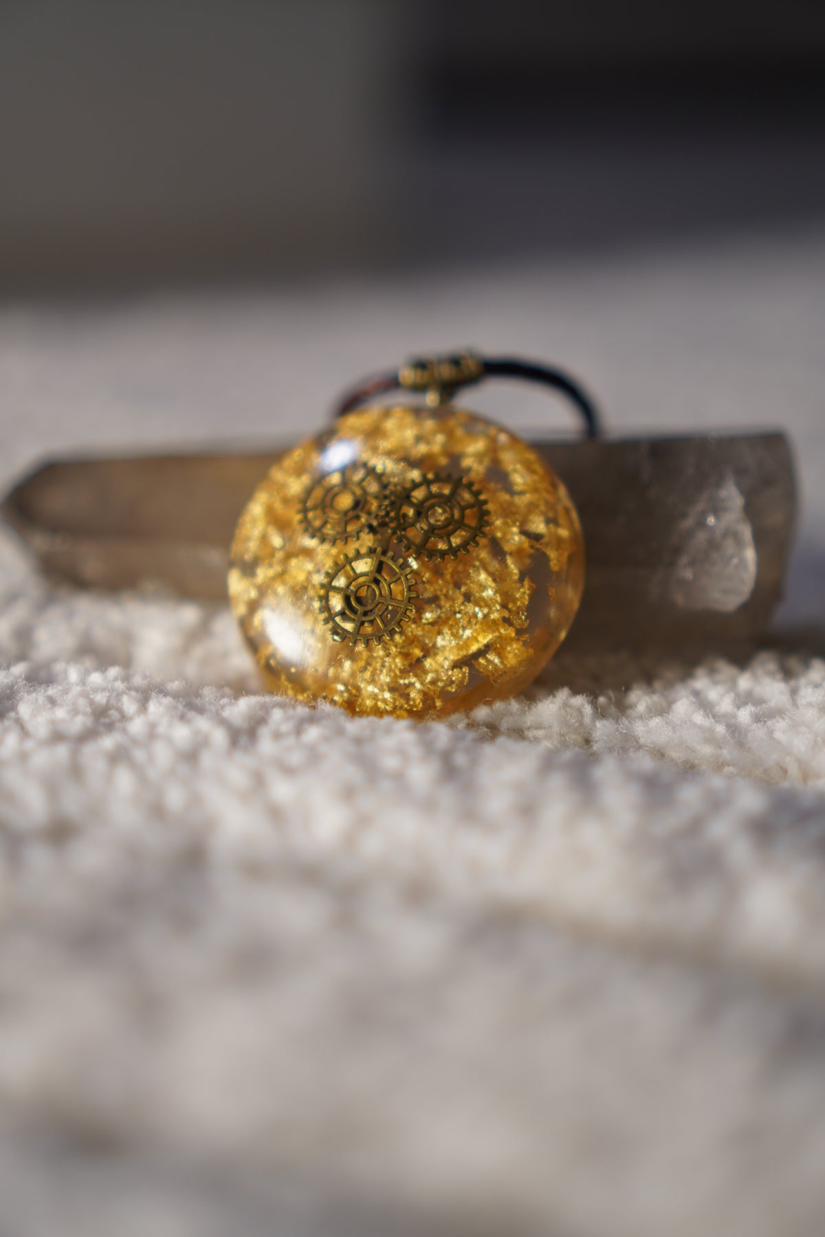 CLOCK WORK BRONZE RESIN PENDANT