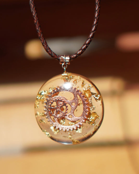 ROSE GOLD STEAMPUNK RESIN PENDANT