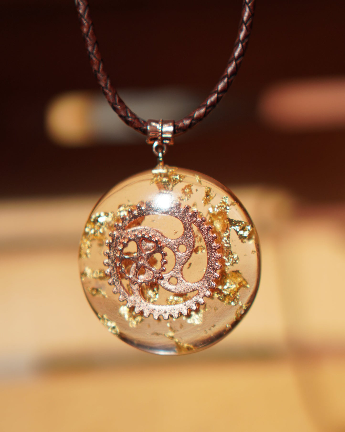 ROSE GOLD STEAMPUNK RESIN PENDANT
