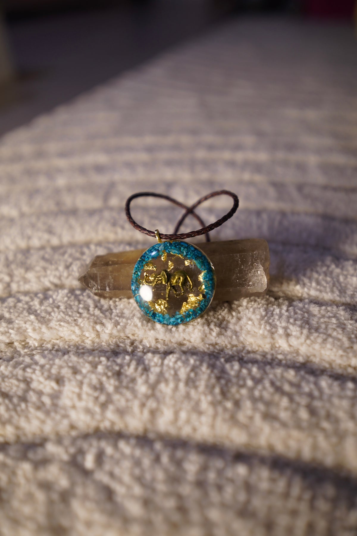 Coming Soon: Quantum Elephant Turquoise Resin Pendant