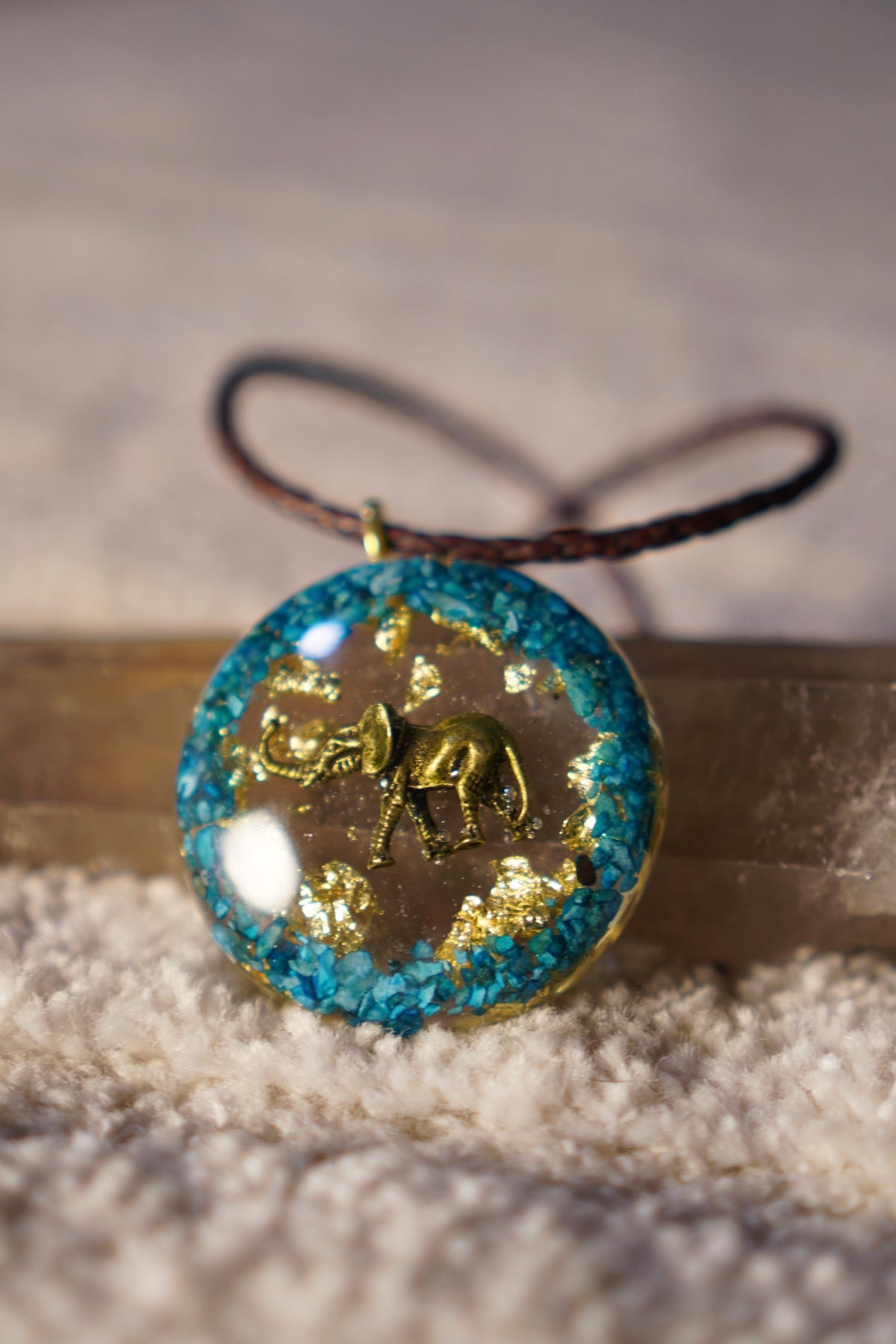 Coming Soon: Quantum Elephant Turquoise Resin Pendant
