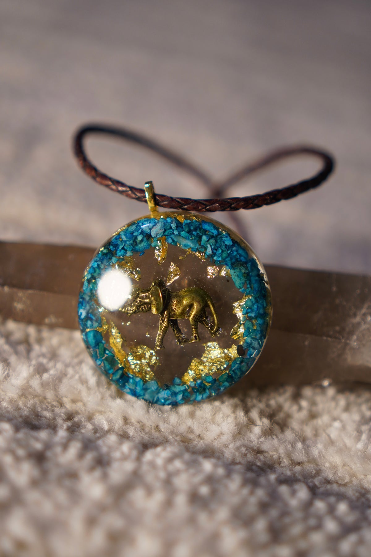 Coming Soon: Quantum Elephant Turquoise Resin Pendant