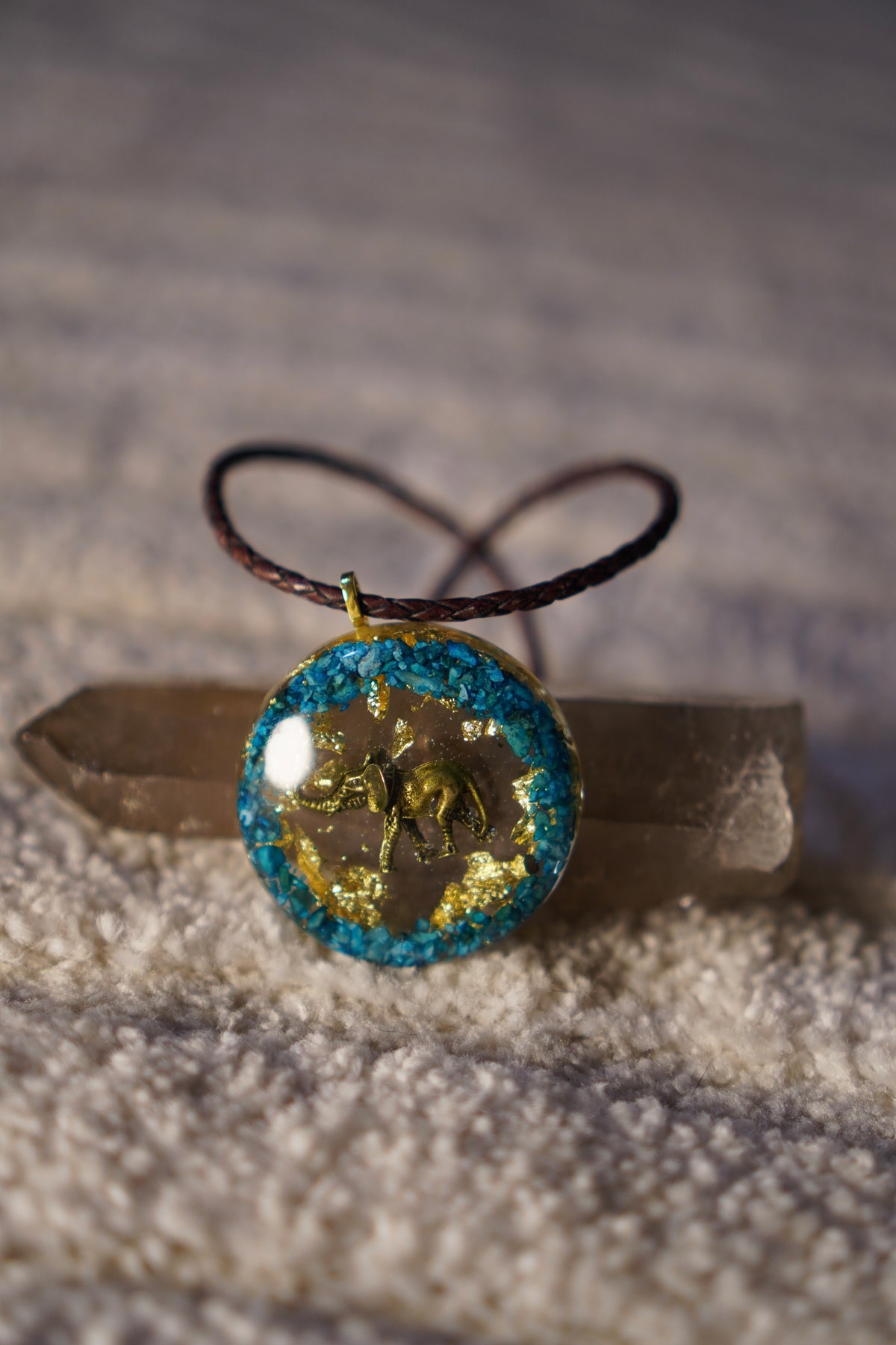 Coming Soon: Quantum Elephant Turquoise Resin Pendant