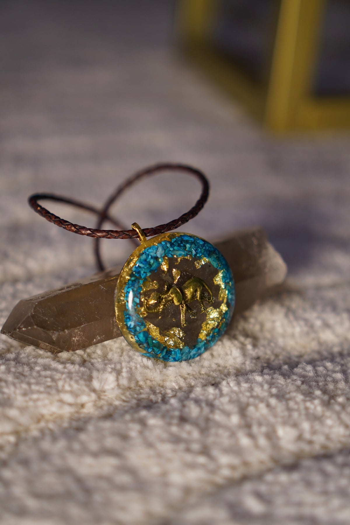 Coming Soon: Quantum Elephant Turquoise Resin Pendant