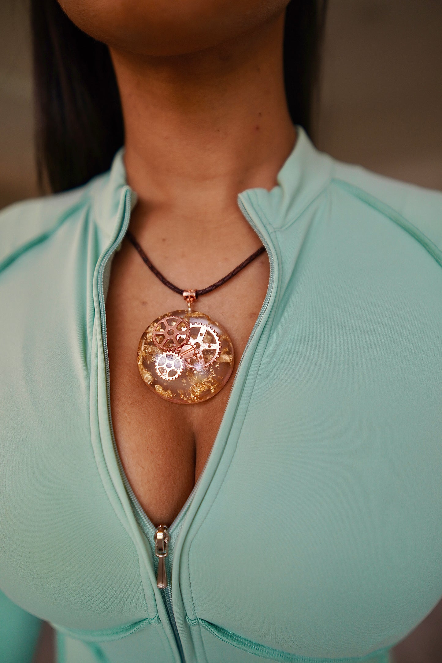 ROSE GOLD STEAMPUNK RESIN PENDANT