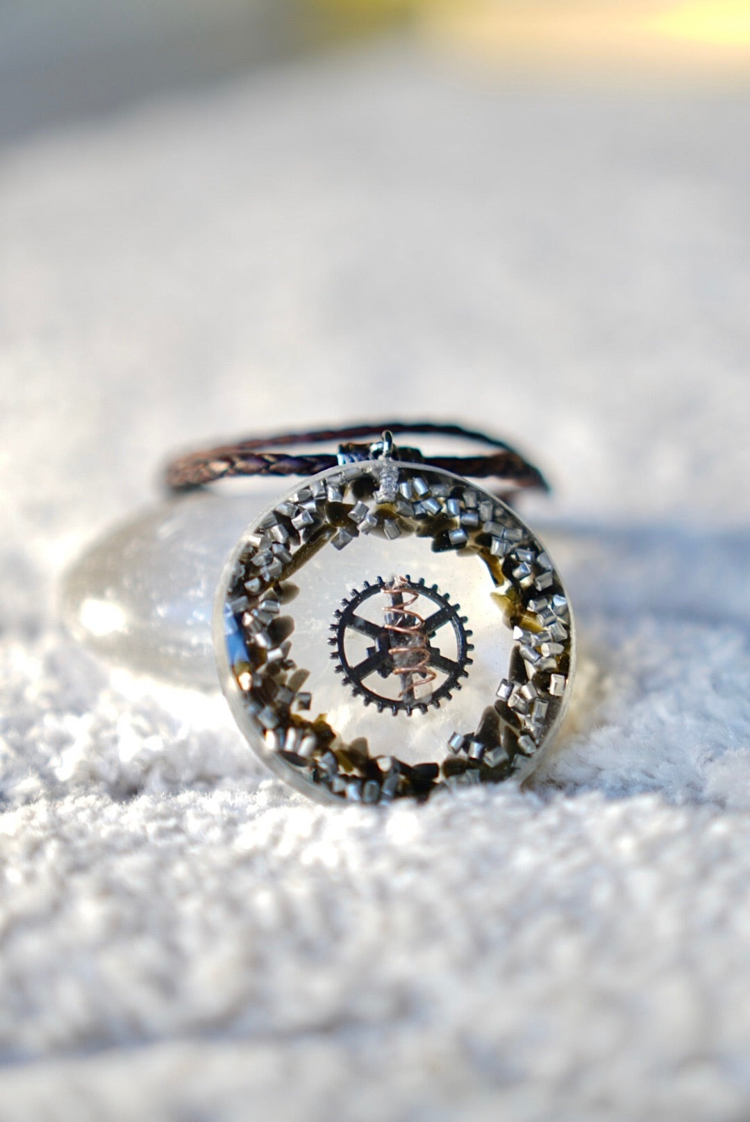 ORGONE OBSIDIAN GUNMETAL PENDANT