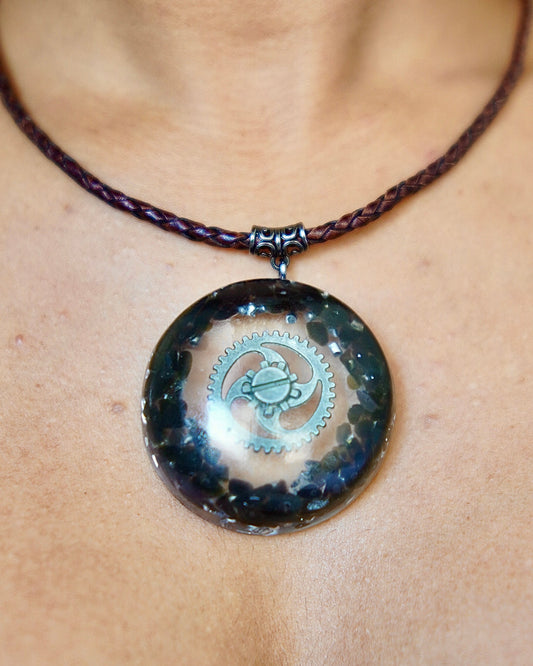 ORGONE OBSIDIAN GUNMETAL PENDANT
