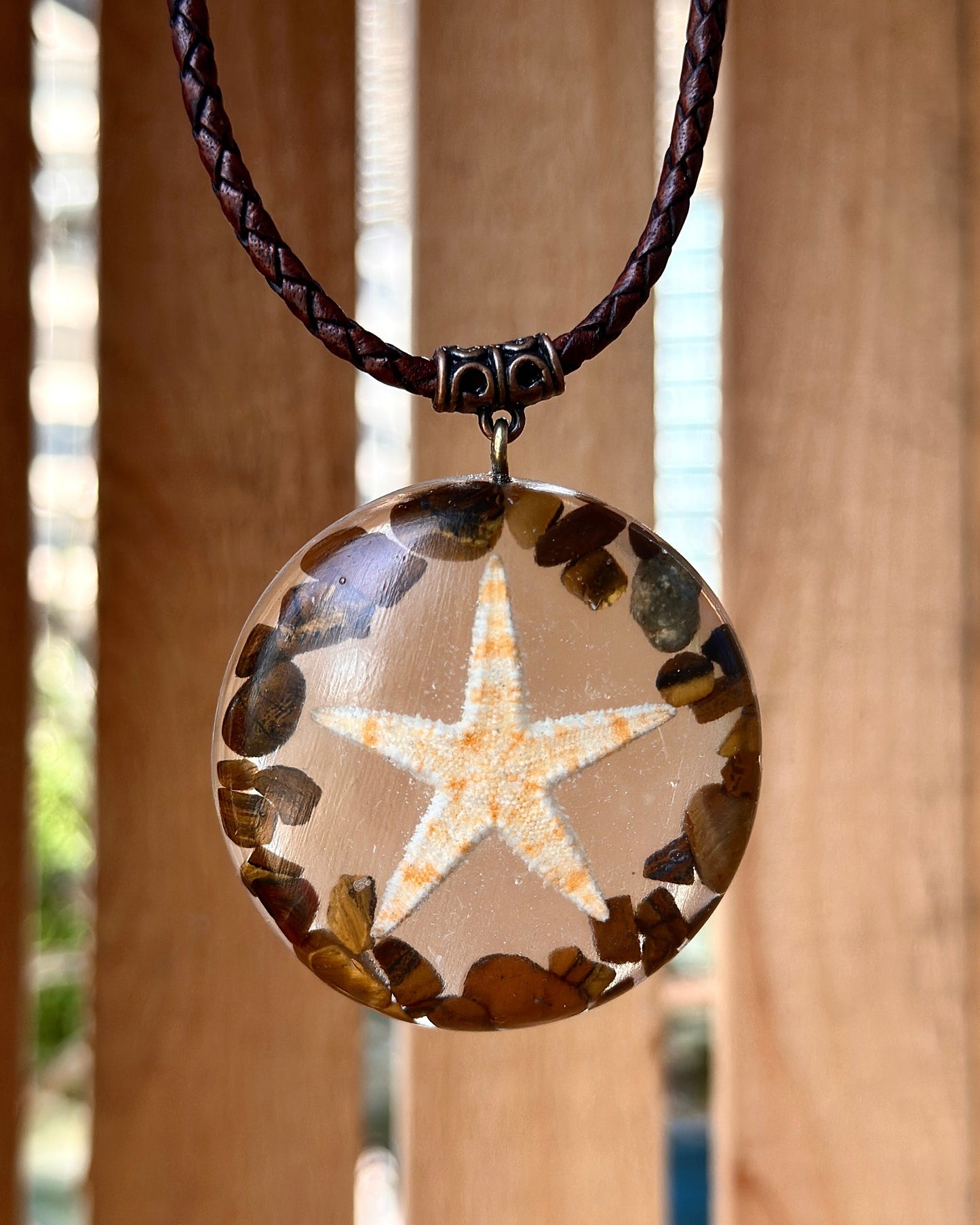 TIGER'S EYE STAR RESIN PENDANT