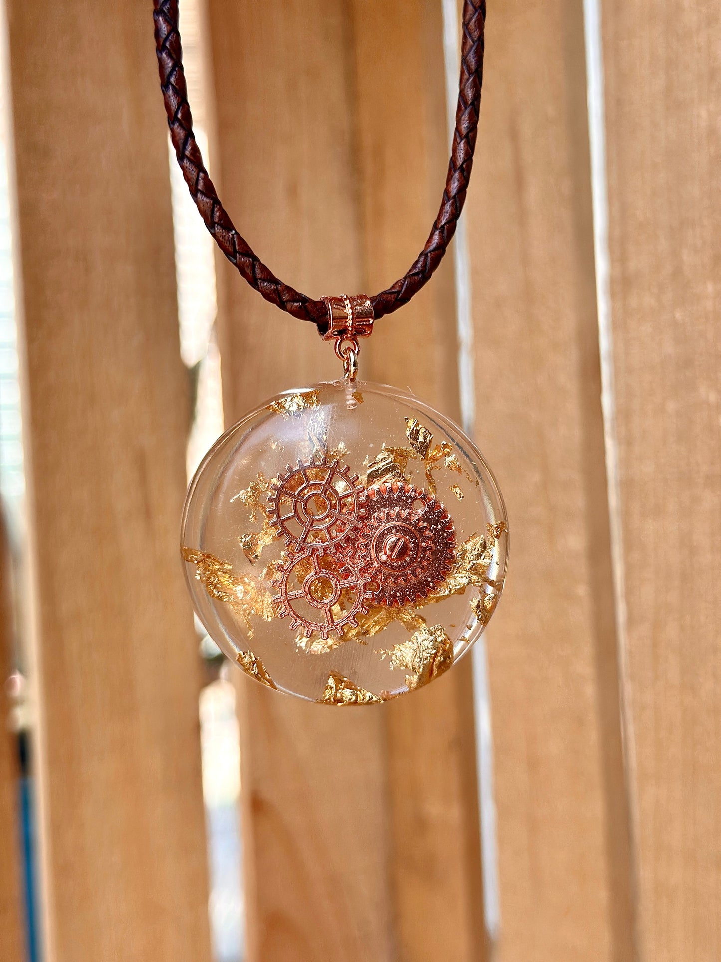 ROSE GOLD STEAMPUNK RESIN PENDANT