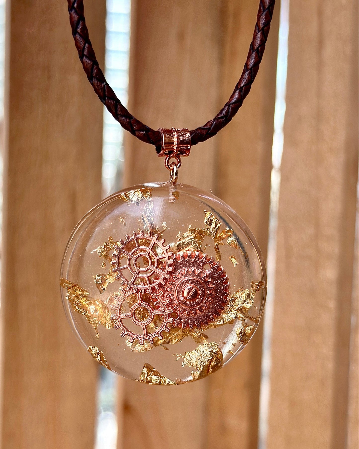 ROSE GOLD STEAMPUNK RESIN PENDANT