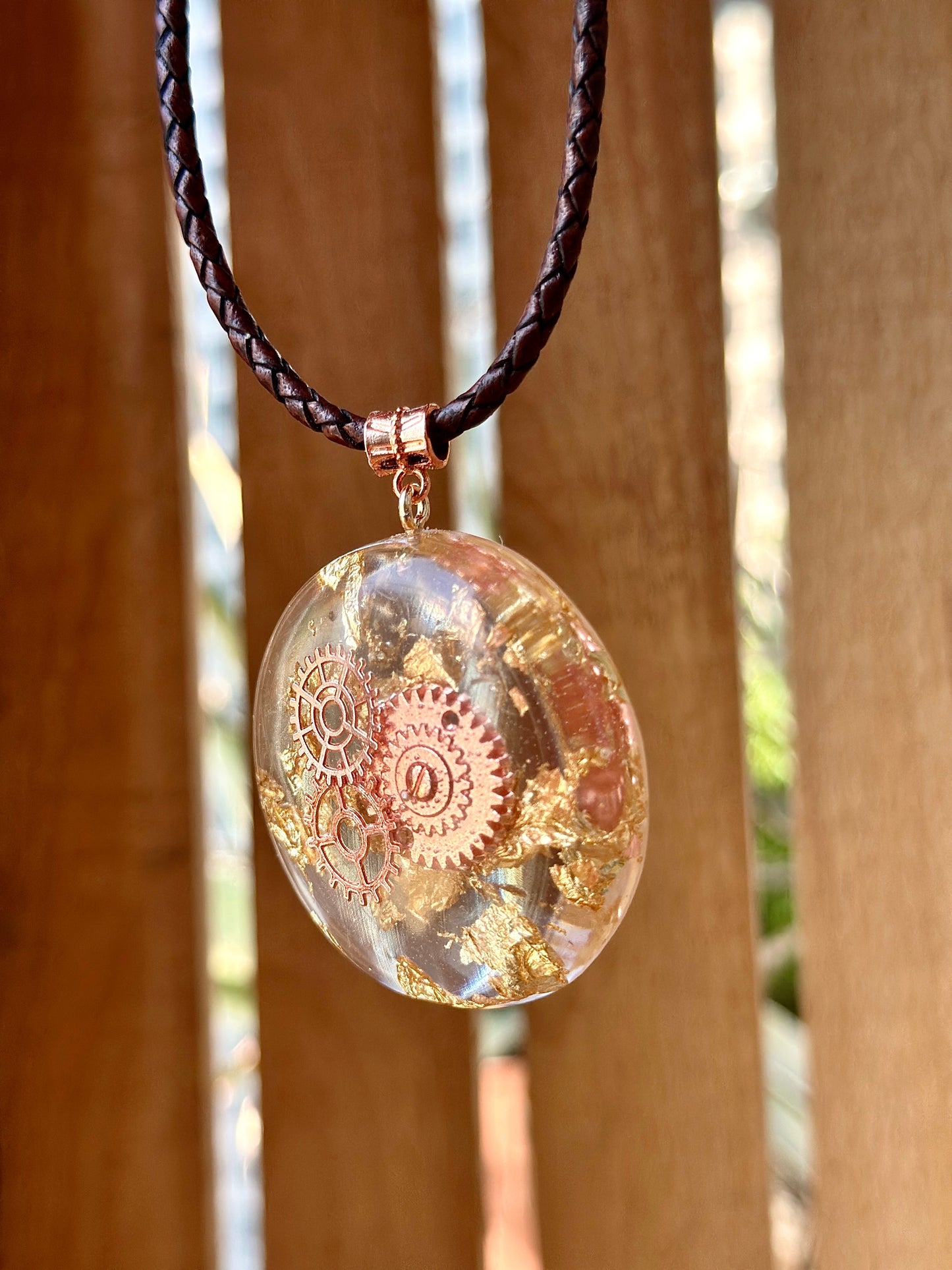 ROSE GOLD STEAMPUNK RESIN PENDANT