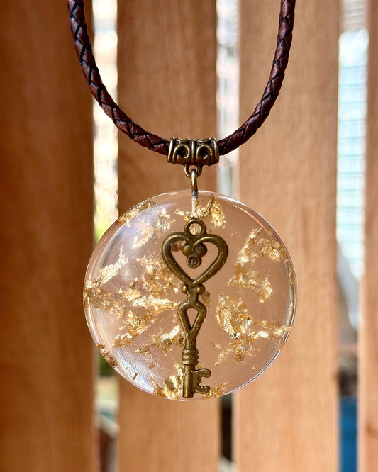 BRONZE KEY RESIN PENDANT