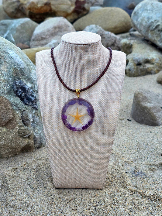 AMETHYST STARFISH RESIN PENDANT