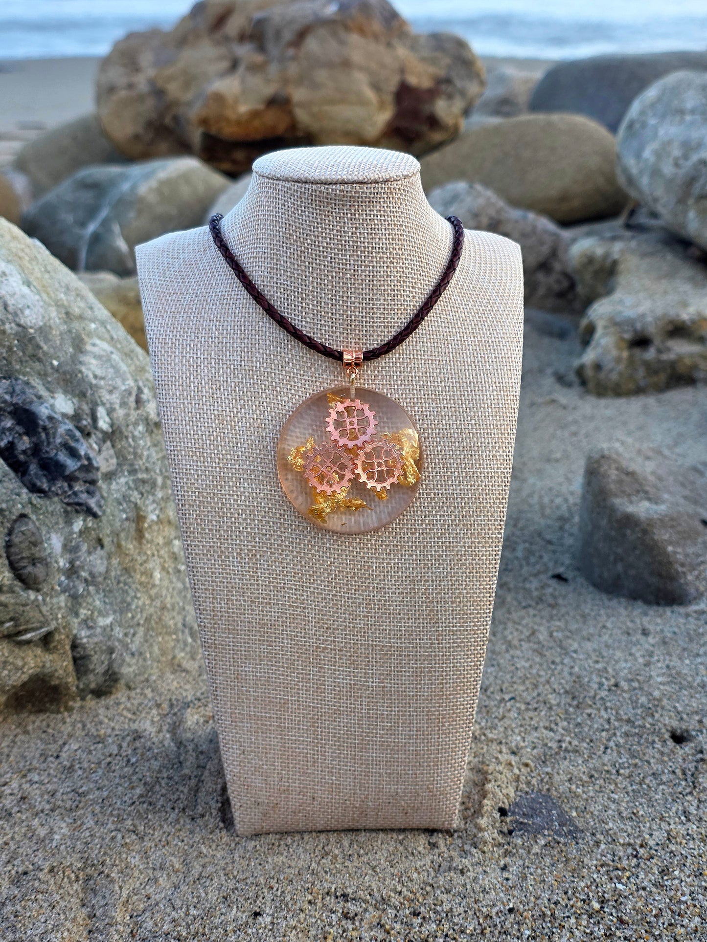 ROSE GOLD STEAMPUNK RESIN PENDANT