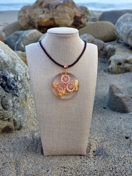 ROSE GOLD STEAMPUNK RESIN PENDANT