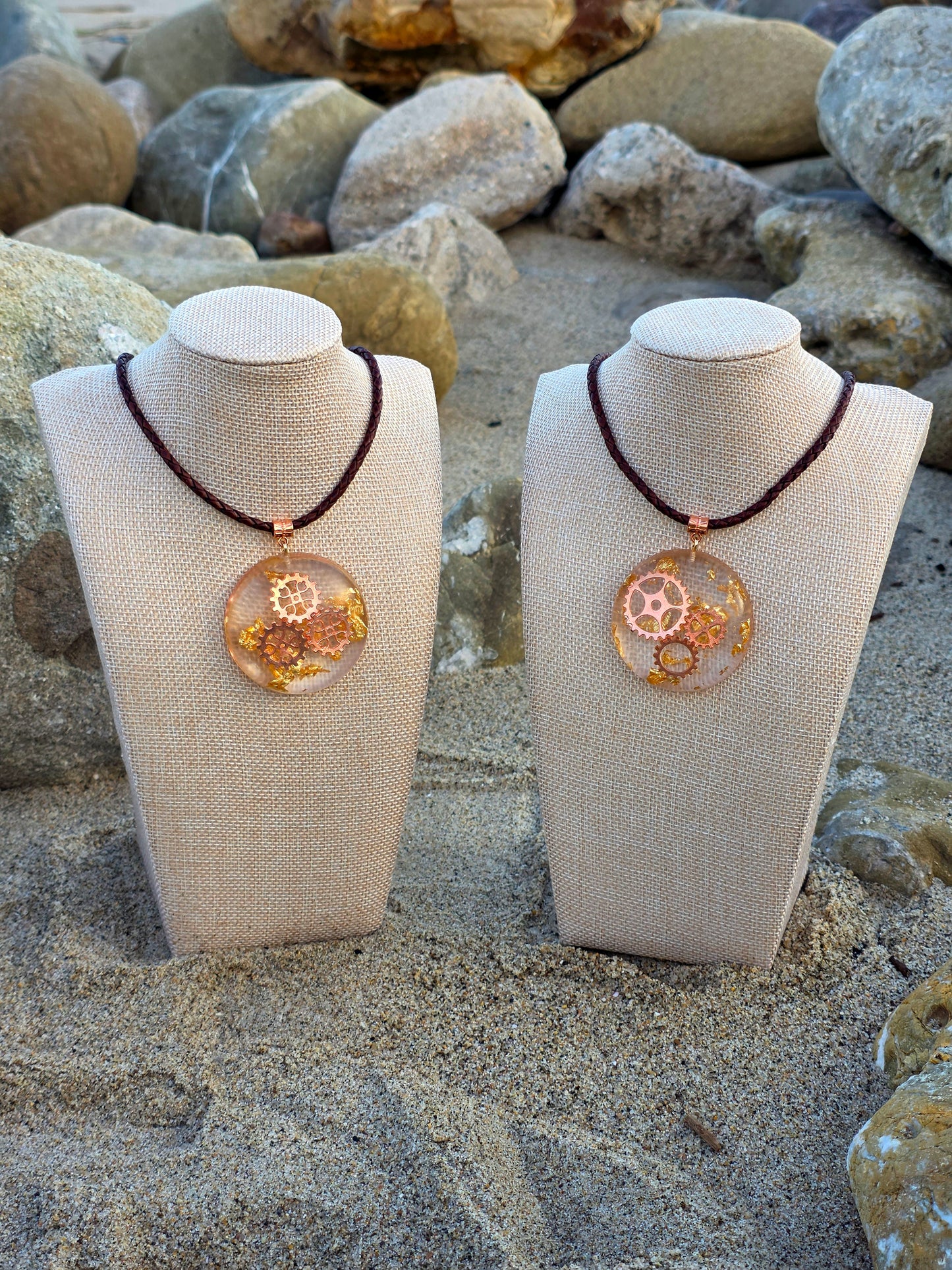 ROSE GOLD STEAMPUNK RESIN PENDANT
