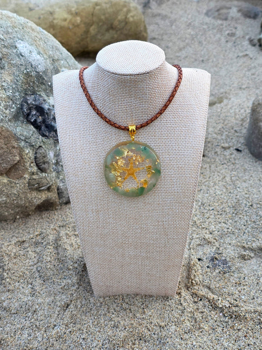 GREEN AVENTURINE STARFISH RESIN PENDANT